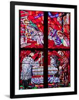 Prague, St. Vitus Cathedral, Chapel of the Holy Sepulcher, Stained Glass Window, Acts of Mercy-Samuel Magal-Framed Photographic Print