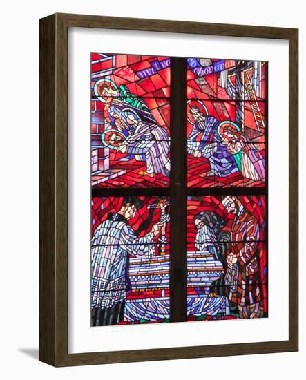 Prague, St. Vitus Cathedral, Chapel of the Holy Sepulcher, Stained Glass Window, Acts of Mercy-Samuel Magal-Framed Photographic Print