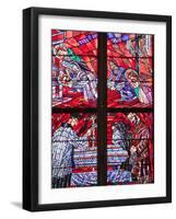 Prague, St. Vitus Cathedral, Chapel of the Holy Sepulcher, Stained Glass Window, Acts of Mercy-Samuel Magal-Framed Photographic Print