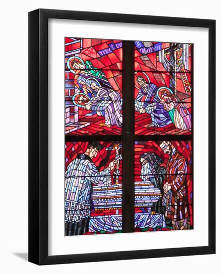 Prague, St. Vitus Cathedral, Chapel of the Holy Sepulcher, Stained Glass Window, Acts of Mercy-Samuel Magal-Framed Photographic Print