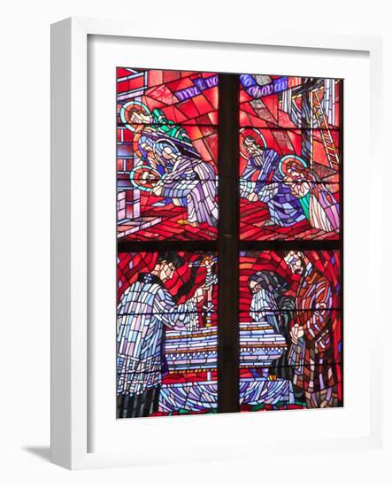 Prague, St. Vitus Cathedral, Chapel of the Holy Sepulcher, Stained Glass Window, Acts of Mercy-Samuel Magal-Framed Photographic Print