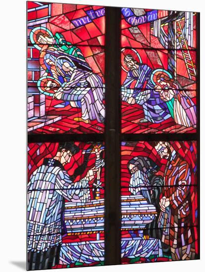 Prague, St. Vitus Cathedral, Chapel of the Holy Sepulcher, Stained Glass Window, Acts of Mercy-Samuel Magal-Mounted Photographic Print