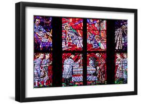 Prague, St. Vitus Cathedral, Chapel of the Holy Sepulcher, Stained Glass Window, Acts of Mercy-Samuel Magal-Framed Photographic Print