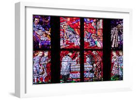 Prague, St. Vitus Cathedral, Chapel of the Holy Sepulcher, Stained Glass Window, Acts of Mercy-Samuel Magal-Framed Photographic Print