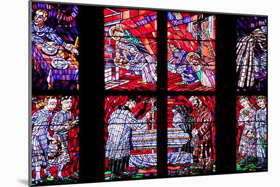 Prague, St. Vitus Cathedral, Chapel of the Holy Sepulcher, Stained Glass Window, Acts of Mercy-Samuel Magal-Mounted Photographic Print