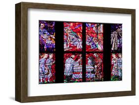 Prague, St. Vitus Cathedral, Chapel of the Holy Sepulcher, Stained Glass Window, Acts of Mercy-Samuel Magal-Framed Photographic Print