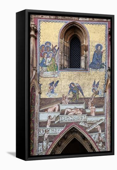 Prague, St. Vitus Cathedral, Southern Entrance, Golden Gate, The Last Judgment Mosaic, Left Panel-Samuel Magal-Framed Stretched Canvas