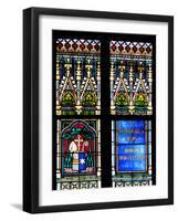 Prague, St. Vitus Cathedral, Stained Glass Window, Coat of Arms, Inscription, Decoration-Samuel Magal-Framed Photographic Print