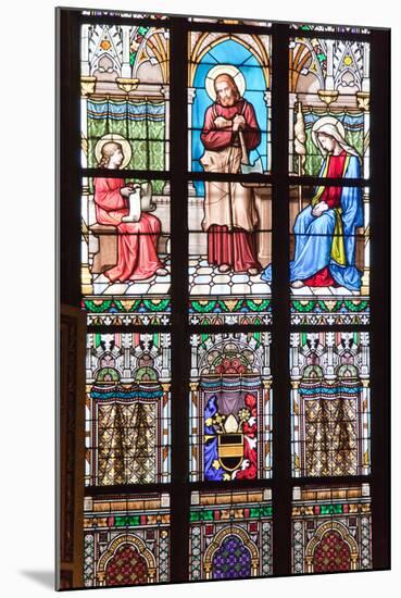 Prague, St. Vitus Cathedral, Stained Glass Window, Jesus Holding a Hatchet-Samuel Magal-Mounted Photographic Print