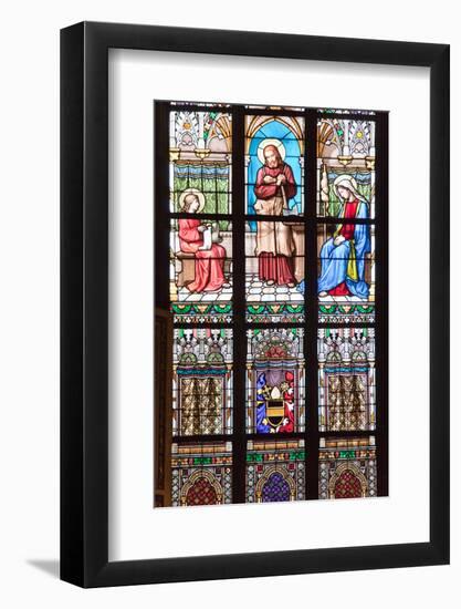 Prague, St. Vitus Cathedral, Stained Glass Window, Jesus Holding a Hatchet-Samuel Magal-Framed Photographic Print