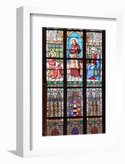 Prague, St. Vitus Cathedral, Stained Glass Window, Jesus Holding a Hatchet-Samuel Magal-Framed Photographic Print