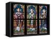 Prague, St. Vitus Cathedral, Stained Glass Window, St. Adalbert, St. Cybillus, St. Clemens-Samuel Magal-Framed Stretched Canvas