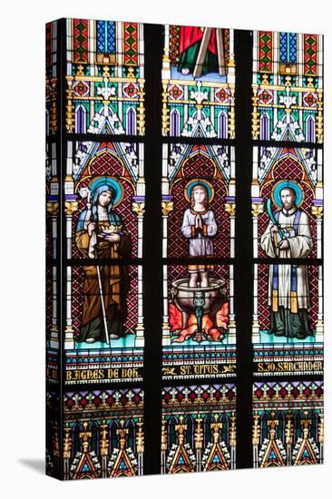 Prague, St. Vitus Cathedral, Stained Glass Window, St. Agnes of Bohemia, St. Vitus, St. Sarcander-Samuel Magal-Stretched Canvas