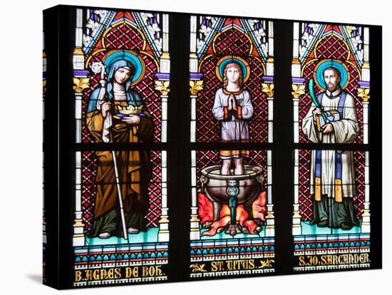 Prague, St. Vitus Cathedral, Stained Glass Window, St. Agnes of Bohemia, St. Vitus, St. Sarcander-Samuel Magal-Stretched Canvas