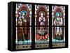 Prague, St. Vitus Cathedral, Stained Glass Window, St. Agnes of Bohemia, St. Vitus, St. Sarcander-Samuel Magal-Framed Stretched Canvas