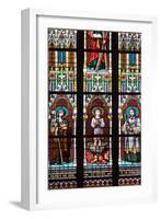 Prague, St. Vitus Cathedral, Stained Glass Window, St. Agnes of Bohemia, St. Vitus, St. Sarcander-Samuel Magal-Framed Photographic Print