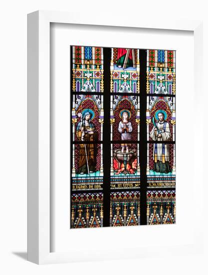 Prague, St. Vitus Cathedral, Stained Glass Window, St. Agnes of Bohemia, St. Vitus, St. Sarcander-Samuel Magal-Framed Photographic Print