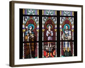 Prague, St. Vitus Cathedral, Stained Glass Window, St. Agnes of Bohemia, St. Vitus, St. Sarcander-Samuel Magal-Framed Photographic Print