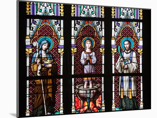 Prague, St. Vitus Cathedral, Stained Glass Window, St. Agnes of Bohemia, St. Vitus, St. Sarcander-Samuel Magal-Mounted Photographic Print