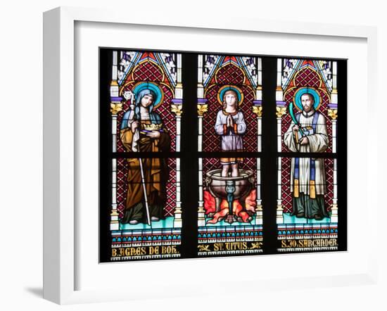 Prague, St. Vitus Cathedral, Stained Glass Window, St. Agnes of Bohemia, St. Vitus, St. Sarcander-Samuel Magal-Framed Photographic Print