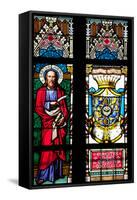 Prague, St. Vitus Cathedral, Stained Glass Window, St Bartholomew, Count Von Waldstein Coat of Arms-Samuel Magal-Framed Stretched Canvas