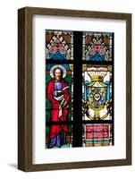 Prague, St. Vitus Cathedral, Stained Glass Window, St Bartholomew, Count Von Waldstein Coat of Arms-Samuel Magal-Framed Photographic Print
