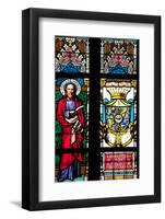 Prague, St. Vitus Cathedral, Stained Glass Window, St Bartholomew, Count Von Waldstein Coat of Arms-Samuel Magal-Framed Photographic Print
