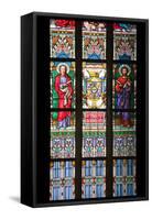 Prague, St. Vitus Cathedral, Stained Glass Window, St Bartholomew, St Matthew-Samuel Magal-Framed Stretched Canvas