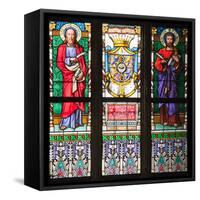 Prague, St. Vitus Cathedral, Stained Glass Window, St Bartholomew, St Matthew-Samuel Magal-Framed Stretched Canvas