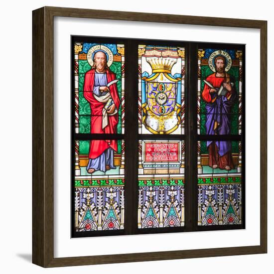 Prague, St. Vitus Cathedral, Stained Glass Window, St Bartholomew, St Matthew-Samuel Magal-Framed Photographic Print