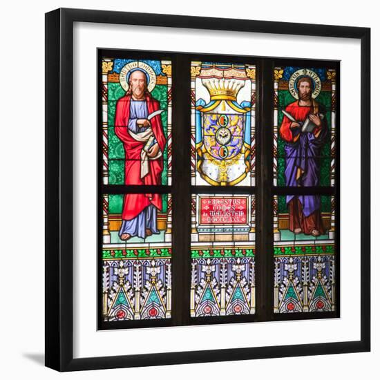 Prague, St. Vitus Cathedral, Stained Glass Window, St Bartholomew, St Matthew-Samuel Magal-Framed Photographic Print