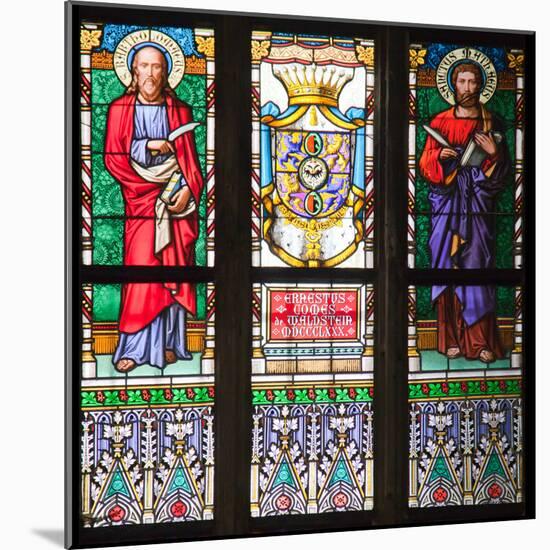 Prague, St. Vitus Cathedral, Stained Glass Window, St Bartholomew, St Matthew-Samuel Magal-Mounted Photographic Print