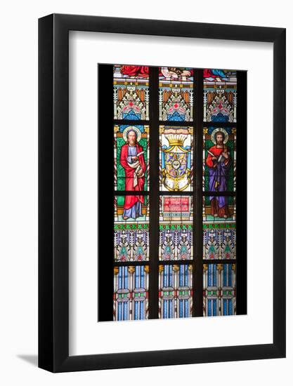 Prague, St. Vitus Cathedral, Stained Glass Window, St Bartholomew, St Matthew-Samuel Magal-Framed Photographic Print