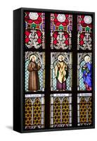 Prague, St. Vitus Cathedral, Stained Glass Window, St. Francis, St. Peter, Saint Elisabeth-Samuel Magal-Framed Stretched Canvas