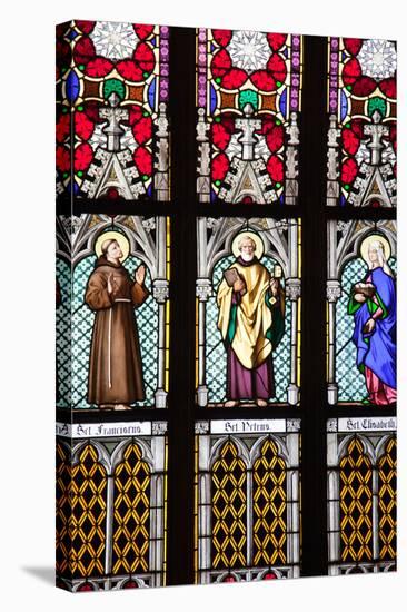 Prague, St. Vitus Cathedral, Stained Glass Window, St. Francis, St. Peter, Saint Elisabeth-Samuel Magal-Stretched Canvas