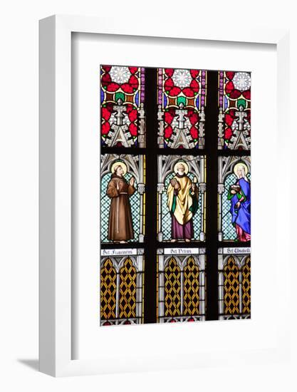 Prague, St. Vitus Cathedral, Stained Glass Window, St. Francis, St. Peter, Saint Elisabeth-Samuel Magal-Framed Photographic Print