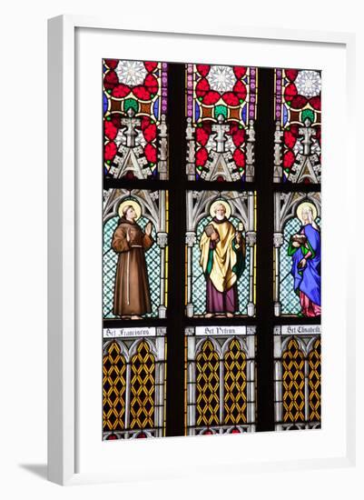 Prague, St. Vitus Cathedral, Stained Glass Window, St. Francis, St. Peter, Saint Elisabeth-Samuel Magal-Framed Photographic Print