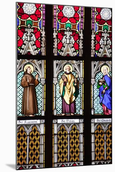 Prague, St. Vitus Cathedral, Stained Glass Window, St. Francis, St. Peter, Saint Elisabeth-Samuel Magal-Mounted Photographic Print