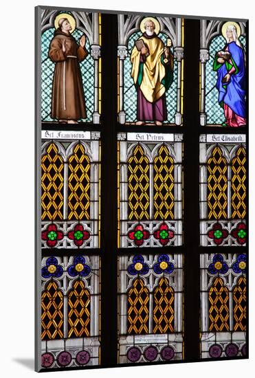 Prague, St. Vitus Cathedral, Stained Glass Window, St. Francis, St. Peter, Saint Elisabeth-Samuel Magal-Mounted Photographic Print