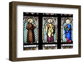 Prague, St. Vitus Cathedral, Stained Glass Window, St. Francis, St. Peter, Saint Elisabeth-Samuel Magal-Framed Photographic Print