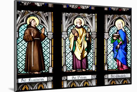 Prague, St. Vitus Cathedral, Stained Glass Window, St. Francis, St. Peter, Saint Elisabeth-Samuel Magal-Mounted Photographic Print