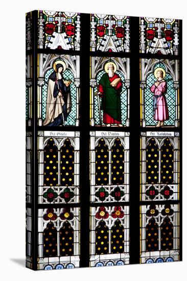 Prague, St. Vitus Cathedral, Stained Glass Window, St Gisela, St Paul, St Rudolph-Samuel Magal-Stretched Canvas