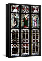 Prague, St. Vitus Cathedral, Stained Glass Window, St Gisela, St Paul, St Rudolph-Samuel Magal-Framed Stretched Canvas