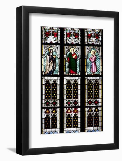 Prague, St. Vitus Cathedral, Stained Glass Window, St Gisela, St Paul, St Rudolph-Samuel Magal-Framed Premium Photographic Print