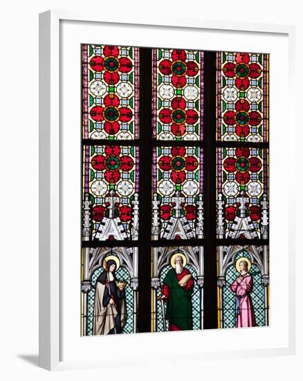 Prague, St. Vitus Cathedral, Stained Glass Window, St Gisela, St Paul, St Rudolph-Samuel Magal-Framed Photographic Print