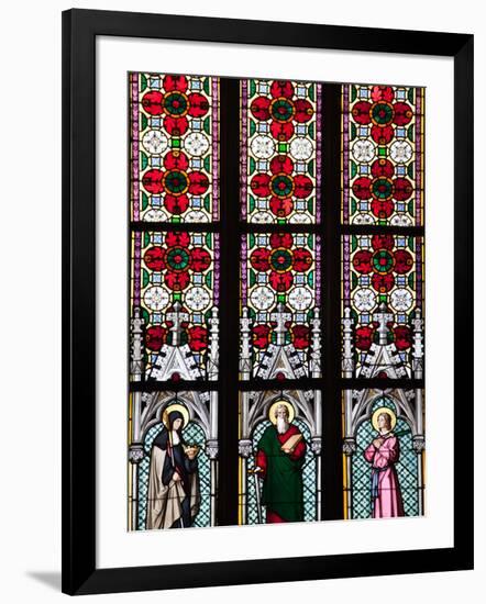 Prague, St. Vitus Cathedral, Stained Glass Window, St Gisela, St Paul, St Rudolph-Samuel Magal-Framed Photographic Print