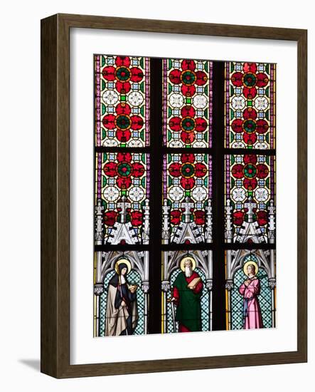 Prague, St. Vitus Cathedral, Stained Glass Window, St Gisela, St Paul, St Rudolph-Samuel Magal-Framed Photographic Print