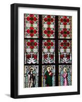 Prague, St. Vitus Cathedral, Stained Glass Window, St Gisela, St Paul, St Rudolph-Samuel Magal-Framed Photographic Print