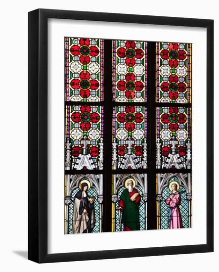 Prague, St. Vitus Cathedral, Stained Glass Window, St Gisela, St Paul, St Rudolph-Samuel Magal-Framed Photographic Print