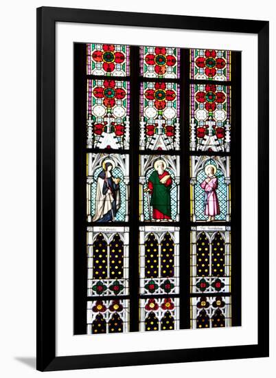 Prague, St. Vitus Cathedral, Stained Glass Window, St Gisela, St Paul, St Rudolph-Samuel Magal-Framed Photographic Print